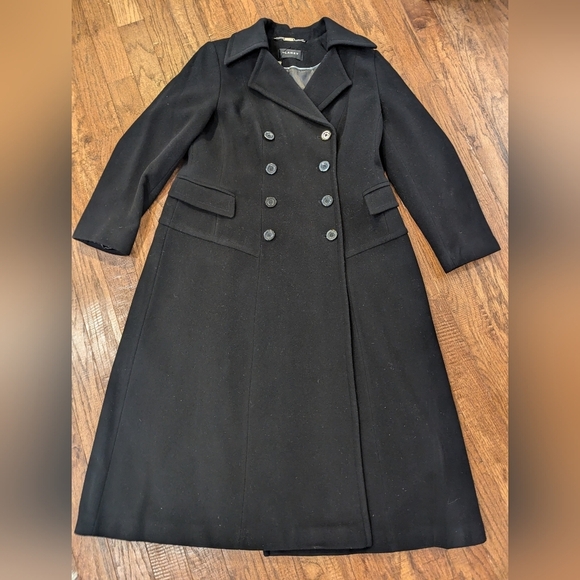 Wool & cashmere double breasted long black maxi coat by Planet London US16 Eu 44 - Picture 11 of 14